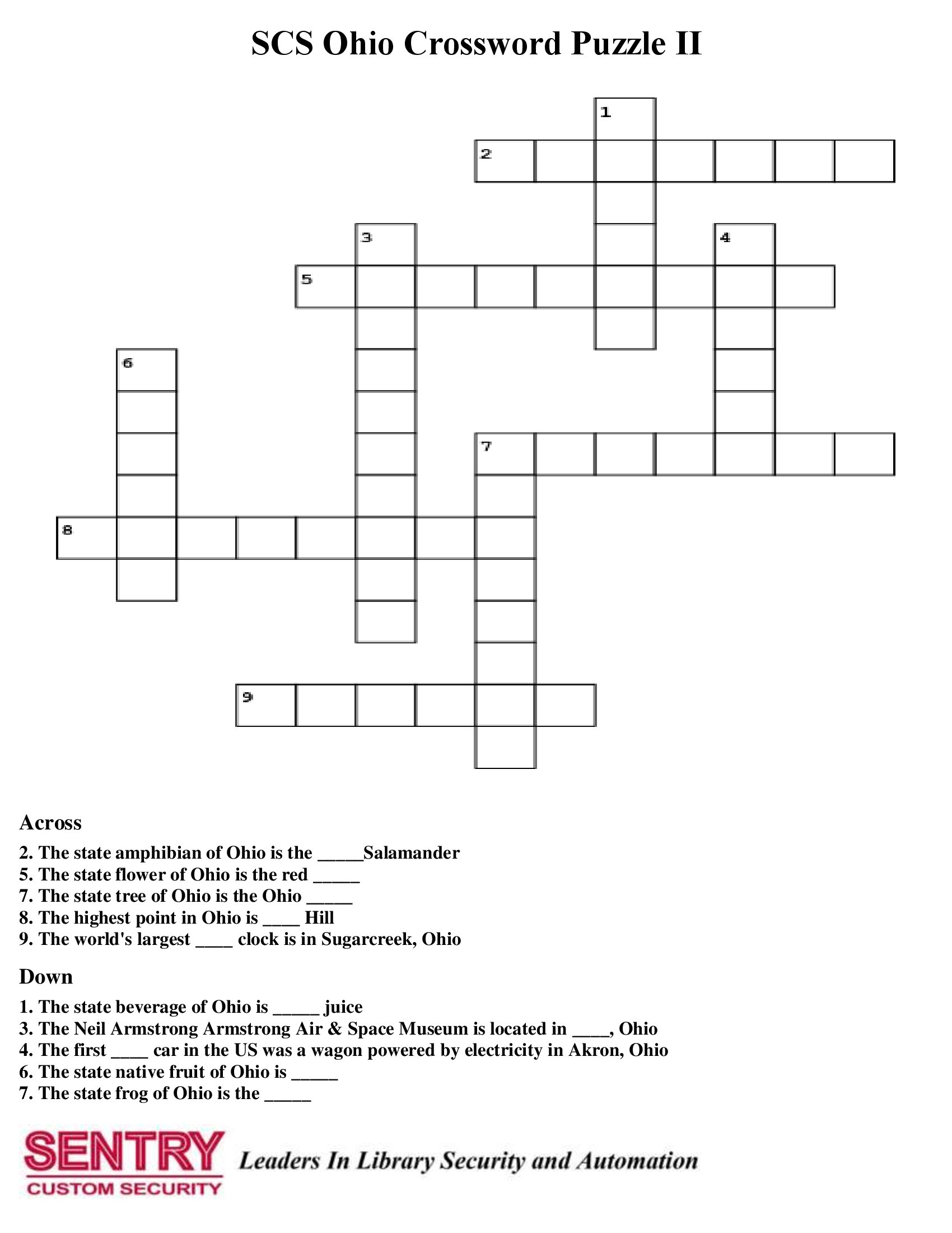Sentry Custom Security on Twitter: quot SCS Ohio Crossword Puzzle II 🧩#Ohio Sentry Custom Security on Twitter: quot SCS Ohio Crossword Puzzle II 🧩#Ohio