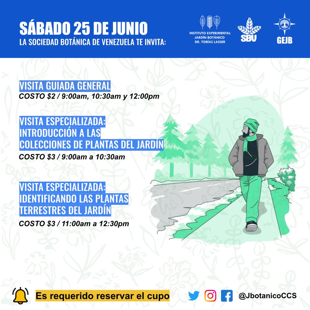 #BuenosDias La Sociedad Botánica de Venezuela te invita a continuar este SÁBADO con las visitas guiadas para todo público, ven con tus amigos y familiares a disfrutar. Reserva tu cupo desde el siguiente link 
linktr.ee/JbotanicoCCS