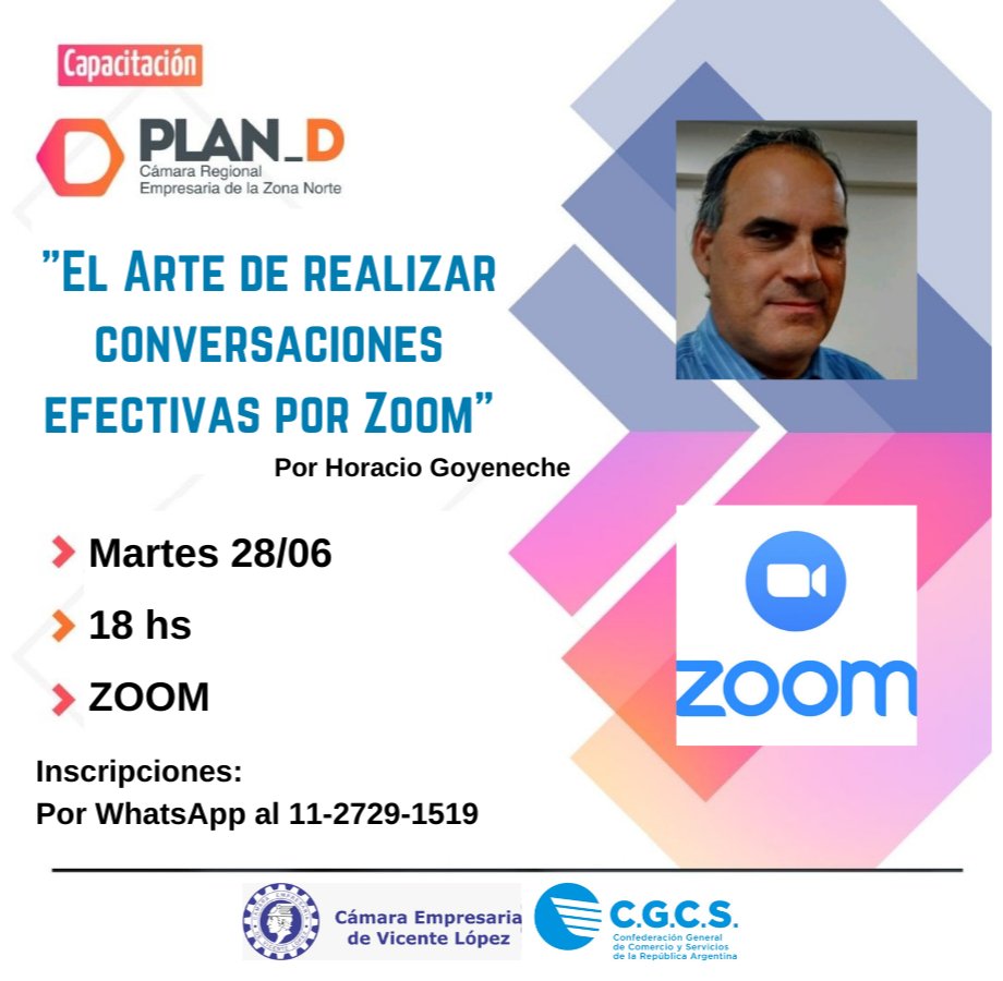 Nueva Capacitación virtual. Inscribite y suma herramientas para el crecimiento de tu Pyme.

"El arte de realizar conversaciones efectivas por Zoom". Por Horacio Goyeneche.

🗓 Martes 28/06
⌚️ 18 hs
📍 Zoom