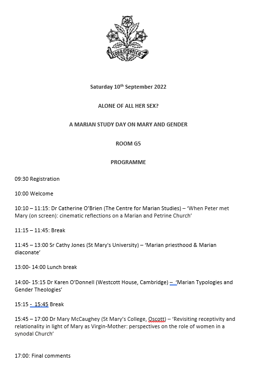 SrCathyRA's tweet photo. #StudyDay on "Mary and gender" - 10 Sept - in person at St Mary's Twickenham &amp; on Zoom - hosted by @CentreMarian &amp; @StMarysIoT.  
I'm very happy to have an opportunity to share some of my research on #ReneLaurentin, Marian theologian &amp; historian, expert on #MarianPriesthood. https://t.co/U1sOo4QIez