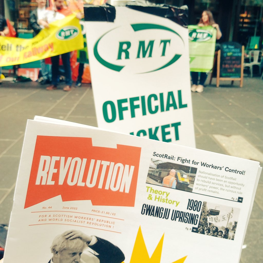 RevolutionScot's tweet image. 🚩🗞️Issue 44 made its debut on the RMT picket lines this morning. Marxist analysis for the working class, by the working class - and always in the struggle for revolution! revolution.scot/subscribe/