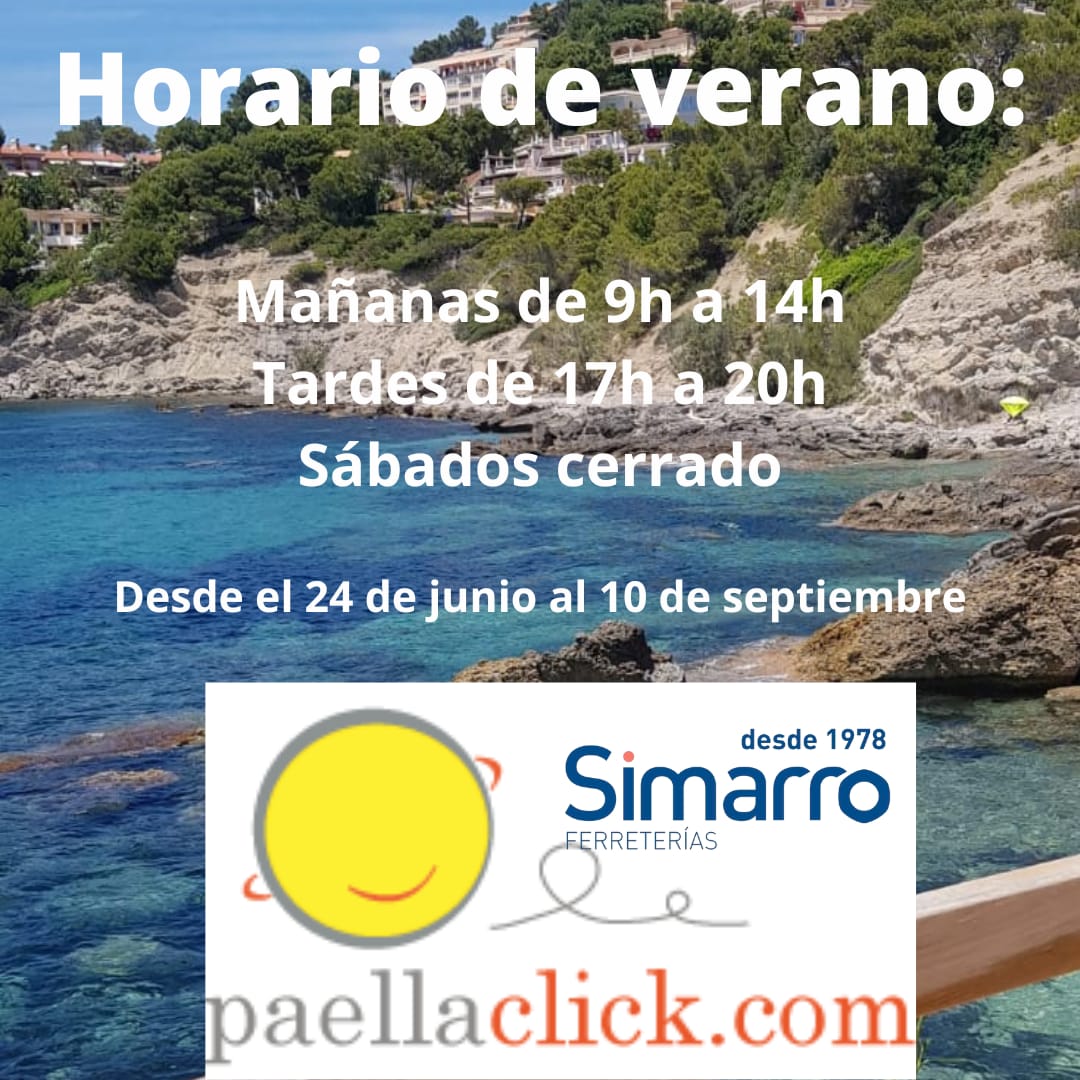 Aunque en <a href="/SimarroFerret_/">SimarroFERRETERIAS</a> cambiemos al #HorarioDeVerano nuestra #tiendaonline seguirá abierta 24/7 para ti😊🏖🏝⛰
paellaclick.com