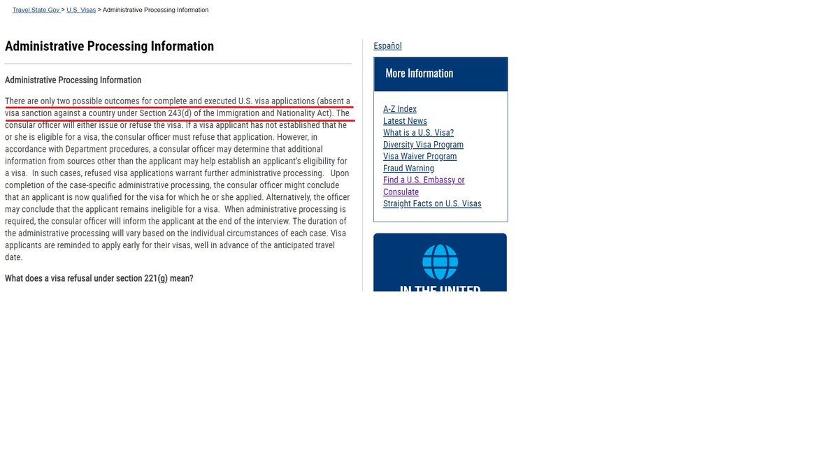 ThoratMugdha's tweet photo. No where does it talk about APPROVED visa needing  Administrative processing. If the CO refuses the visa under 221g it goes into administrative processing.
Quote: "In such cases, refused visa applications warrant further administrative processing."
#PassportHeldHostage https://t.co/iI1TccphmI