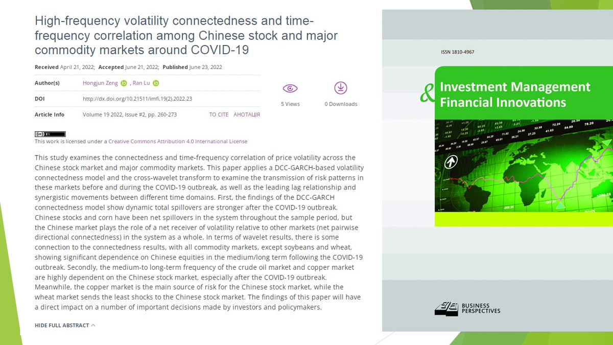 imfi_journal's tweet photo. πhttps://t.co/NJW7WF9XhH
π High-frequency volatility connectedness and time-frequency correlation among Chinese stock and major commodity markets around COVID-19
π₯ Hongjun Zeng, Ran Lu
#COVID19, #DCCGARCH, #leadinglagrelationship, #realizedvolatilityspillovers https://t.co/dqaR4PEP18