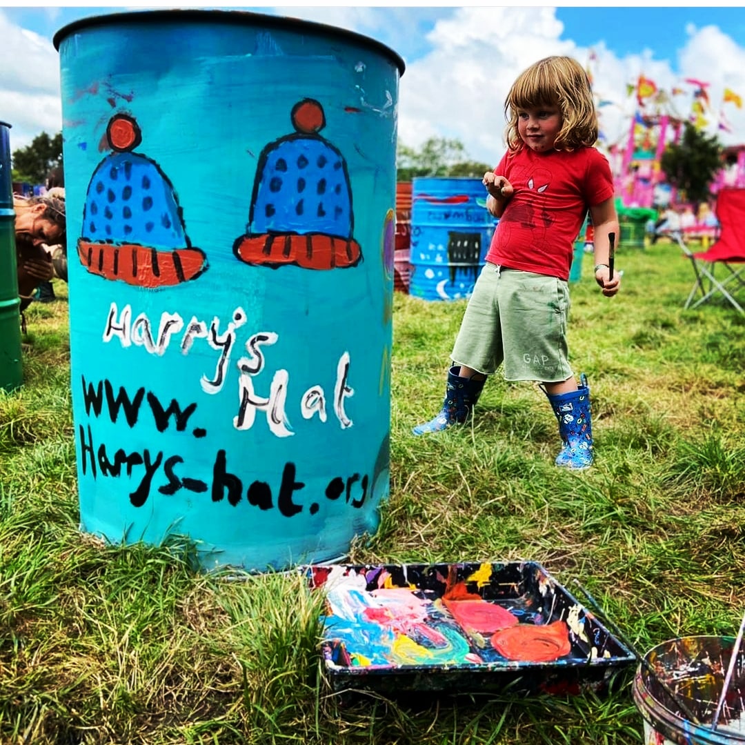 Off to <a href="/glastonbury/">Glastonbury Festival</a>? Pls help Harry find his bin! Painted down at Worthy Farm last year to raise awareness of paediatric #hydrocephalus and Harry's HAT charity, he'd love to find it. Please 👀 and #share any piccies 🧡💙 #Glastonbury2022 #Glasto @emilyeavis