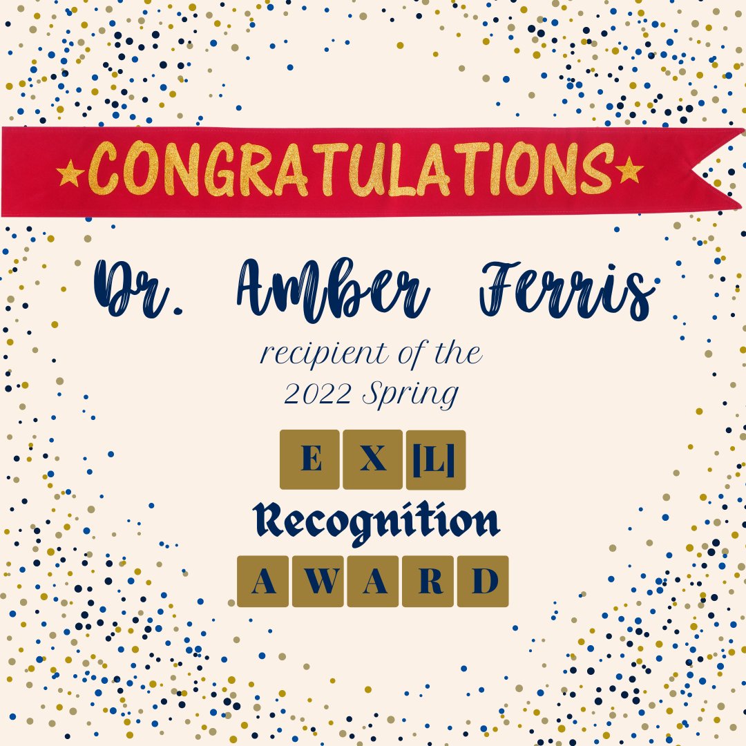 theEXLcenter's tweet photo. Championing [Un]class design, Associate Professor Dr. Amber Ferris received the well-earned 2022 Experimental Learning Recognition Award. Congratulations!!! #Uakron #EXLinAkron #2022EXLawards #UakronEXL #gozippy #Wednesdayrecognition https://t.co/zVtNr347oS