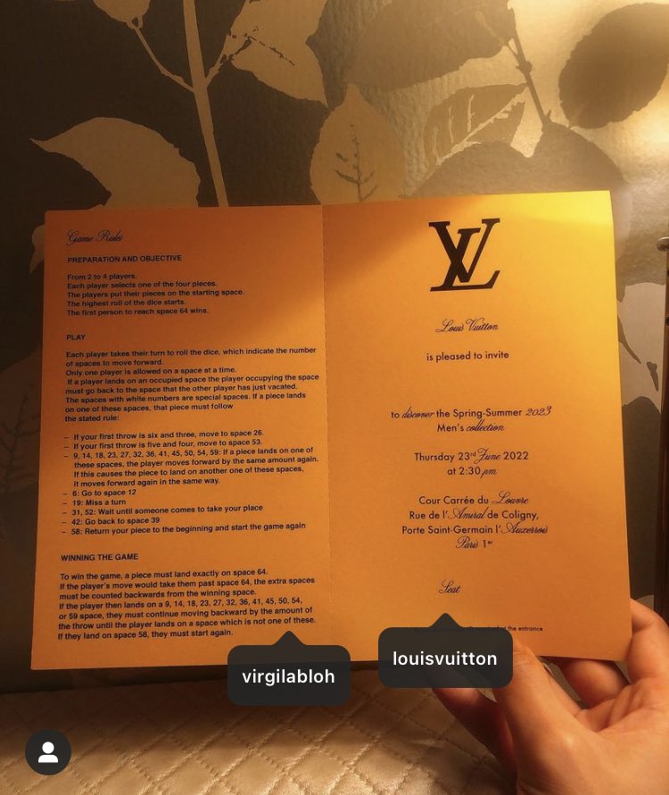 ًَ on X: #YUTA INSTAGRAM POST invitation card from Louis Vuitton