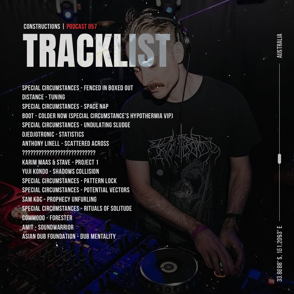 Heavily influenced by the stylistic features of grey area and non-genre dance music, Constructions 057 is spearheaded by Australian artist, Special Circumstances.

m.soundcloud.com/constructmusic…
