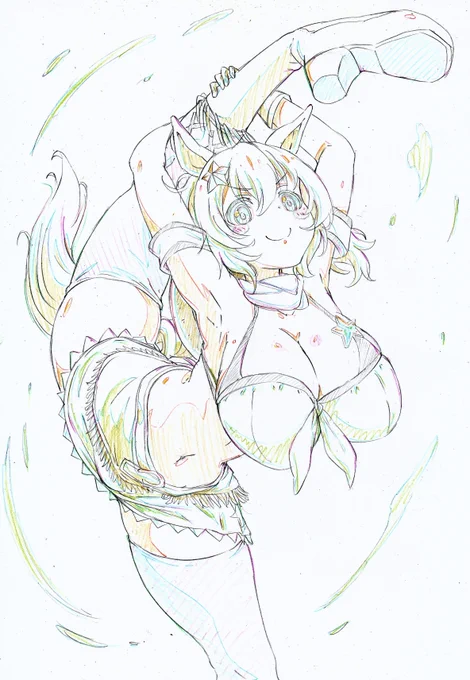 こちらは去年描いて載せ忘れた、体柔らかいアピールのタイキシャトル #ウマ娘 
