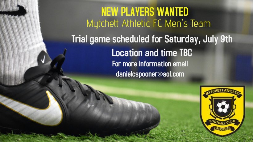 We're scheduling another trial game on July 9th for new players.

✅ Family-run team
✅  Training sessions led by our new, FA Level 2 Coach
✅ Accepted into Guildford &amp; Woking Alliance League

Anyone interested should email name and preferred playing positions to Dan Spooner.