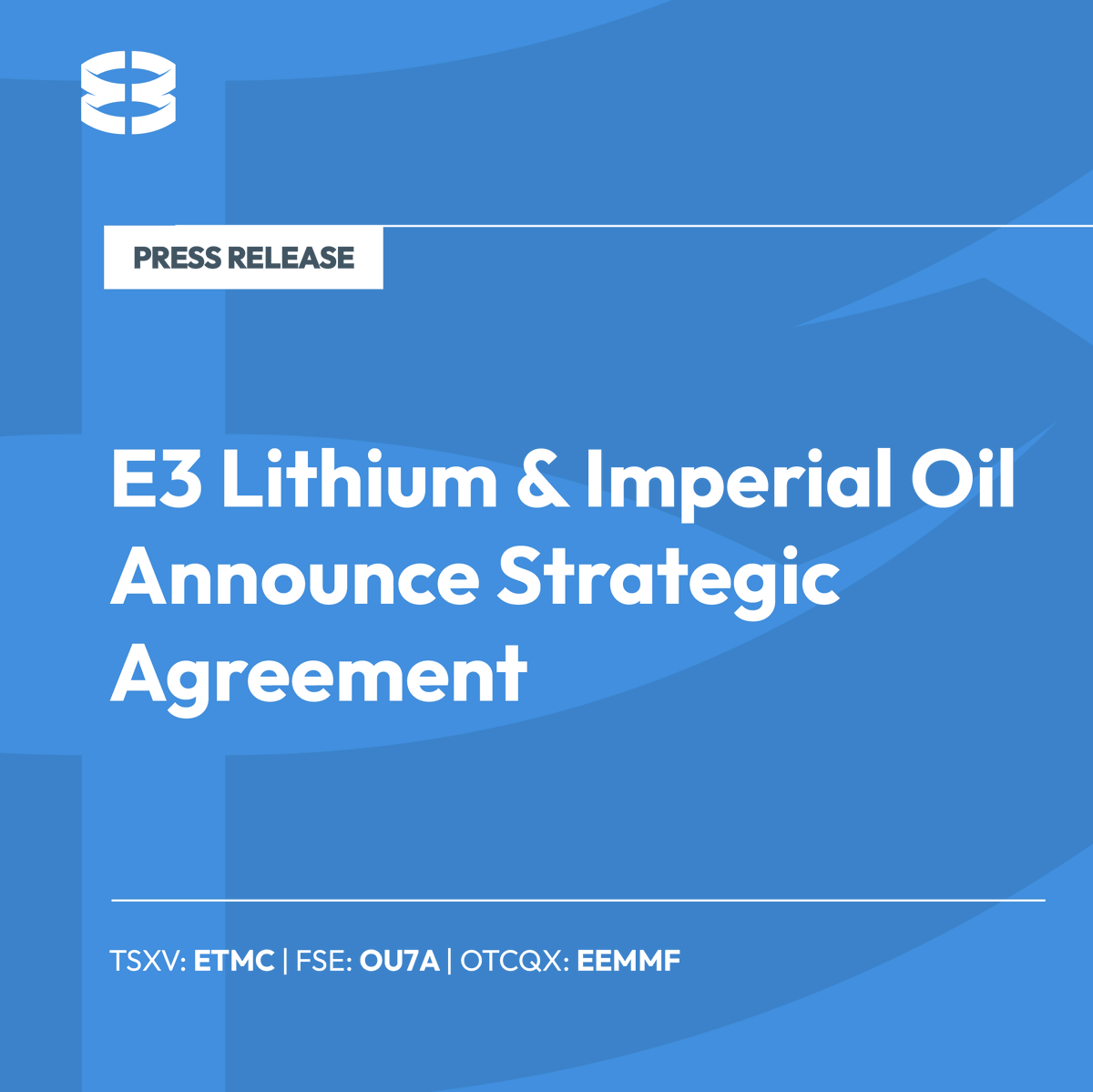 e3lithium's tweet photo. We have signed a transformational agreement with Imperial Oil, marking the first investment in lithium from a global energy industry leader.
This agreement brings expertise and land in our Clearwater Project area.
Read More: https://t.co/AFJibEx2uc
#e3lithium #IOL #ETMC https://t.co/55TdrpFEEw