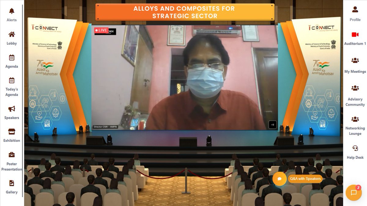 i_Connect75's tweet photo. Here is a peek into Today's #iconnect75 event - Alloys and Composites for Strategic Sector.
#iconnect #AzadiKaAmritMahotsav #IdeasAt75 #IndiaAt75 https://t.co/ooCalvRQZh
