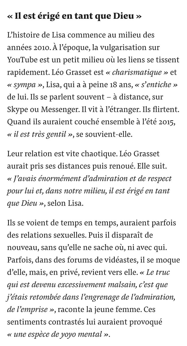 hxrnxthxptxr's tweet photo. Comme j'ai eu accès à l'article entier de Mediapart sur Leo Grasset/Dirtybiology et qu'il n'y avait pas de alt texts dans les screens que j'ai pu trouver ici, j'ai préféré le refaire, avec les textes alternatifs et en version intégrale pour une meilleure accessibilité de l'info https://t.co/nUNCVzbXiw