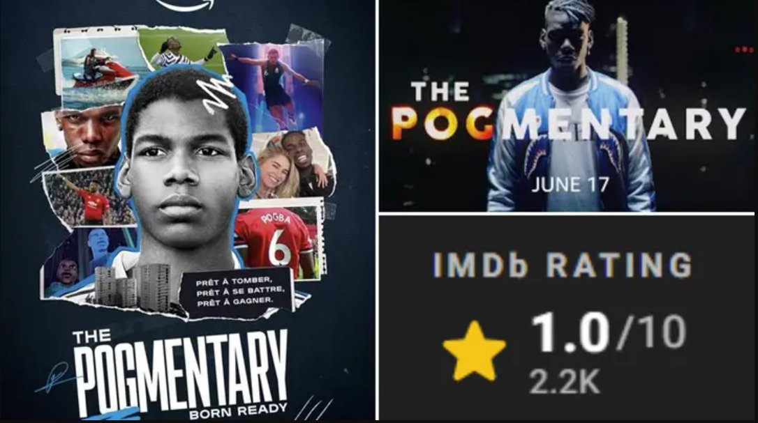 Paul Pogba's 'The Pogmentary' has a rating of 1 out of 10 and is the worst-rated show on IMDb... 😬