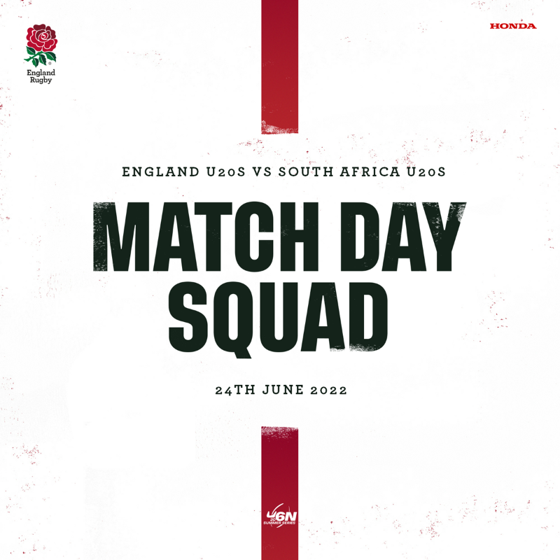 EnglandRugby's tweet photo. Alan Dickens has named his U20s team to face South Africa in the opening round of the Six Nations Under-20 Summer Series 🌹
