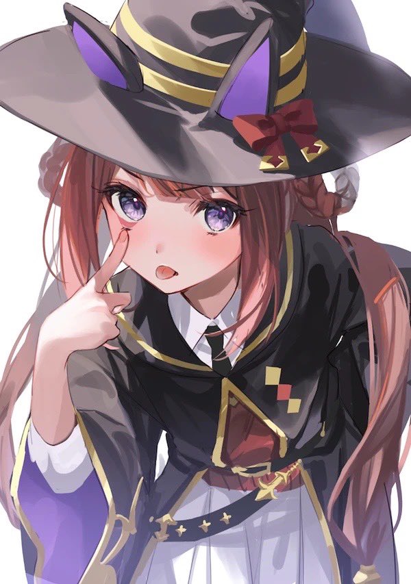 sweep tosho (umamusume) 1girl tongue solo hat tongue out witch hat brown hair  illustration images