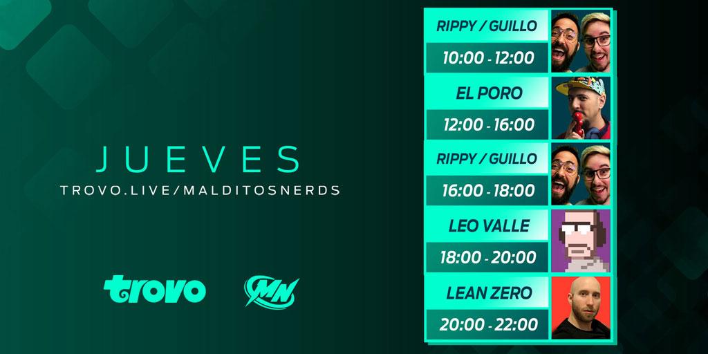 MalditosNerdsVX's tweet image. 🚨EL DÍA EN MALDITOS NERDS🚨

🟢Buen día Nerds, hoy se arranca con #Nerdcraft de la mano de @RippyRizza 

🥳Tarde de #NARAKABLADEPOINT con @BigdataN, después la dupla @guilloleoz y @RippyRizza pasa a Leo y se cierra con @_LeanZero 🔥

🎮ACÁ EN TROVO🎮:
👉trovo.live/MalditosNerds👈
