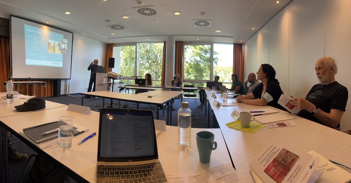 @andymjefferson (of @dignity_int) presenting keynote to open @unisiegen workshop on 'torture and society'. looking beyond prohibition and prevention to the inhibition of torture.