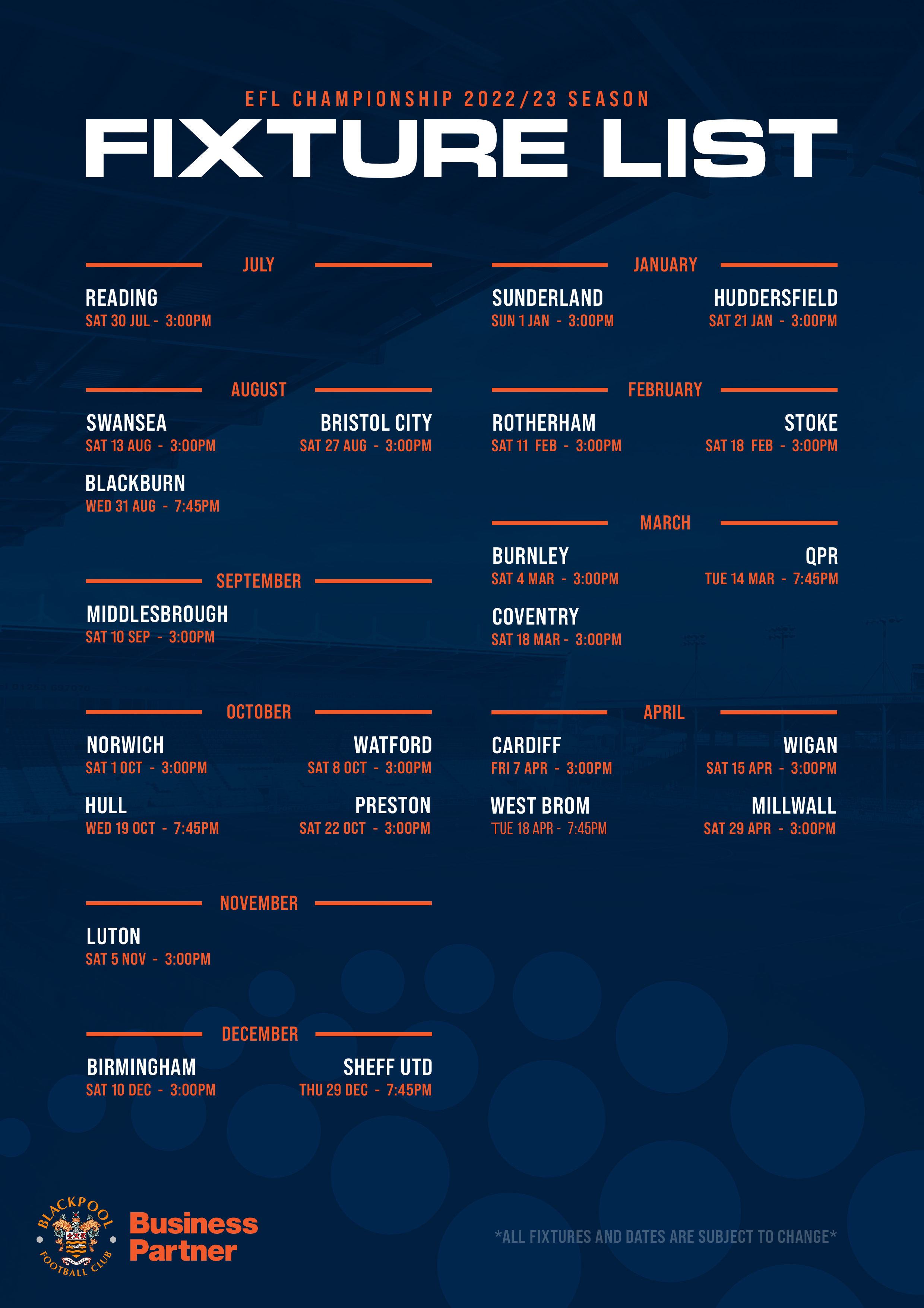Blackpool fc fixtures hotsell