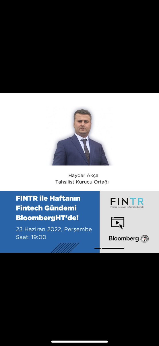 Bloomberg HT 60 Dakika’da “FINTR ile Haftanın Fintech Gündemi"nin bu haftaki konuğu Tahsilist Yazılım A.Ş Kurucu Ortağı Haydar Akça