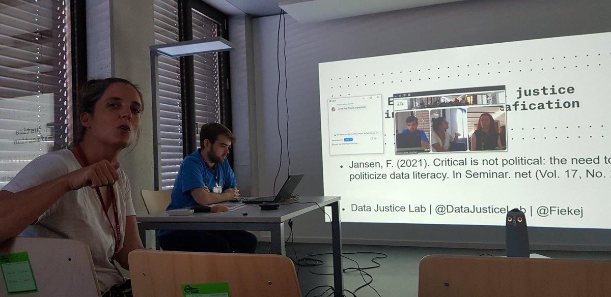 DataPowerConf's tweet image. Superb talk by @FiekeJ from @DataJusticeLab about critical data literacy in Bremen panel BP5 &quot;Empowering Data Subjects&quot;. She is presenting and reflecting on her practical work with activists. 

Also great in-person - online interaction.

Tweet: TeamBremen 

#DataPower2022