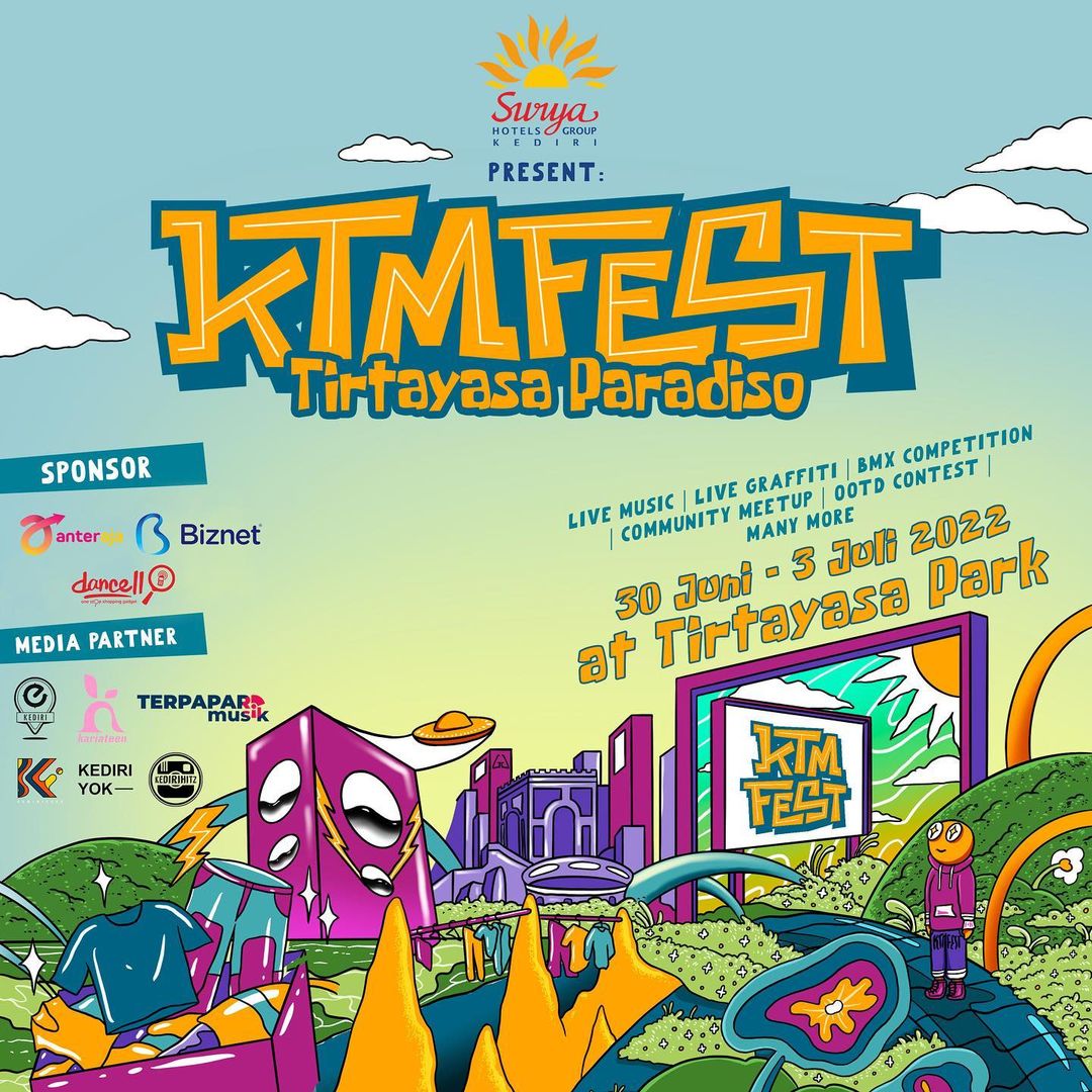 KediriFess's tweet photo. KTM Fest Vol.03, We’re back and bringing you to the biggest thrifting festival of karesidenan!.

KTM Fest Tirtayasa Paradiso
30 Juni - 3 Juli 2022
10.00-22.00 WIB
at @tirtayasapark_kediri

Supported by :
@grandsuryahotelkediri @merdekahotel_kediri
@anteraja.id @biznethome https://t.co/m9ZNPTs8Kc