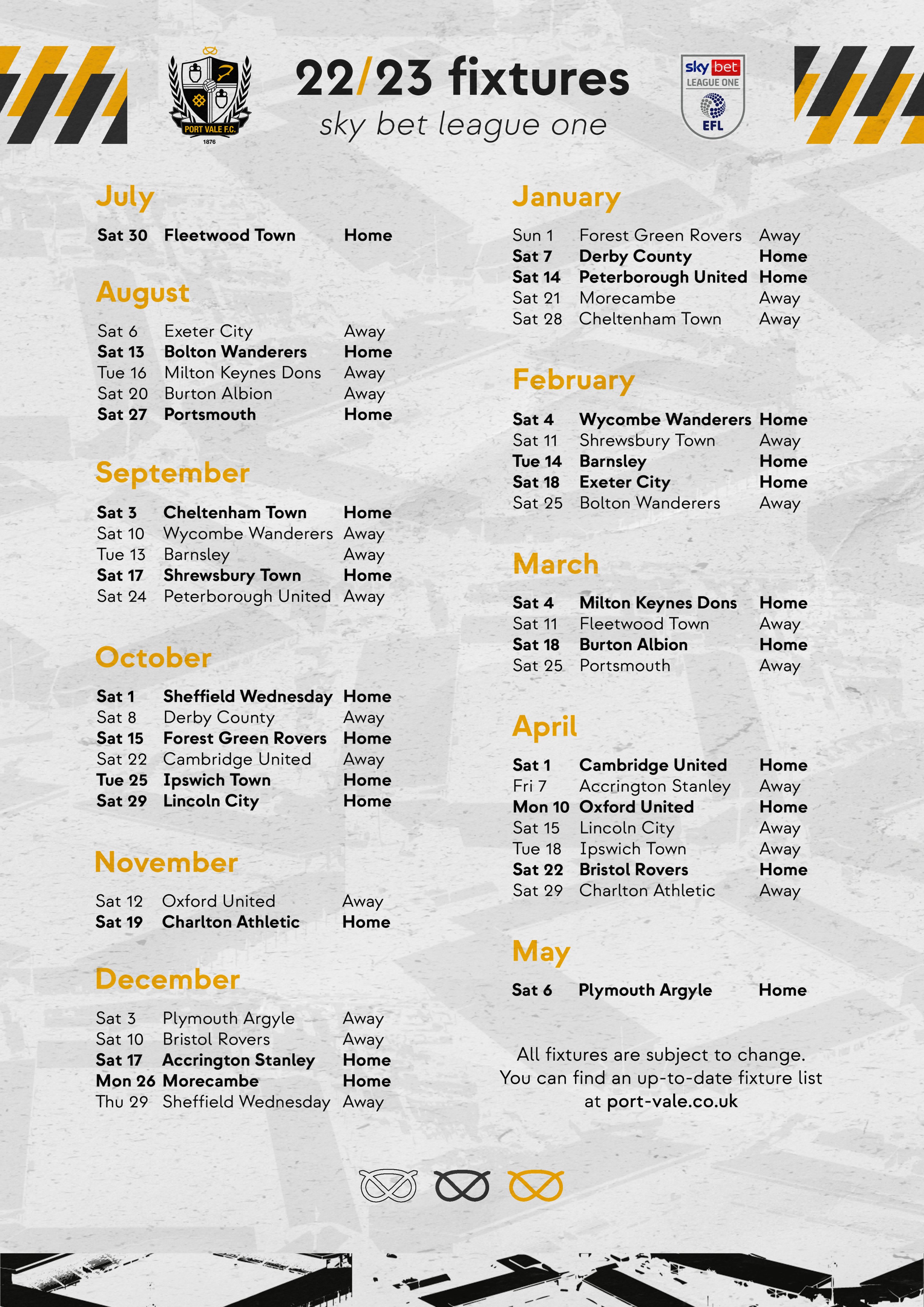 Port vale fixtures deals