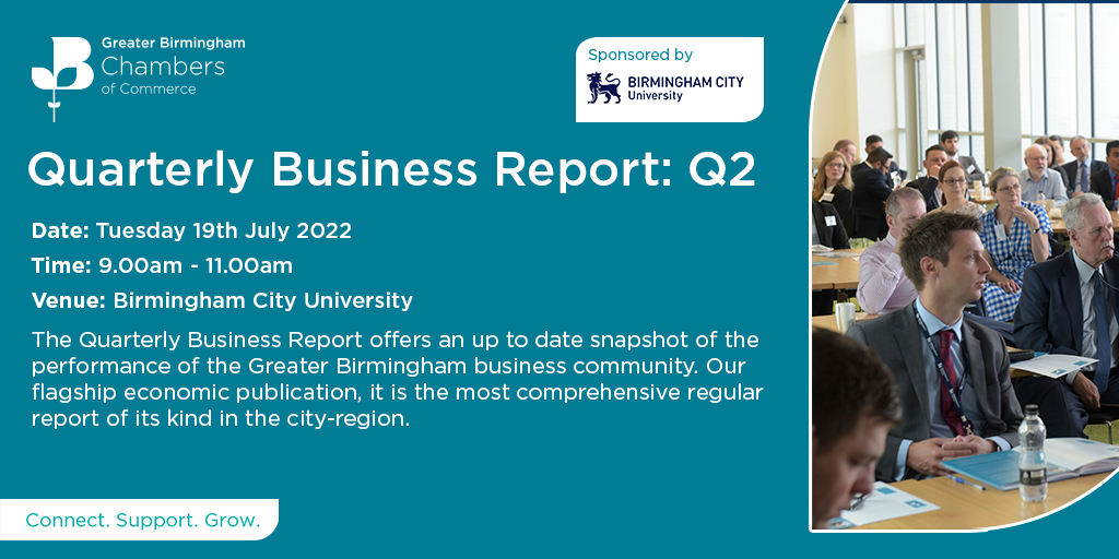 GrBhamChambers: This event will review the latest results of the GBCC’s Quarterly Business Report and explore the role that technology currently has in the Greater Birmingham economy! <a href="/MyBCU/">Birmingham City University</a> 

Book now👇
ow.ly/AIFx50JBtyK