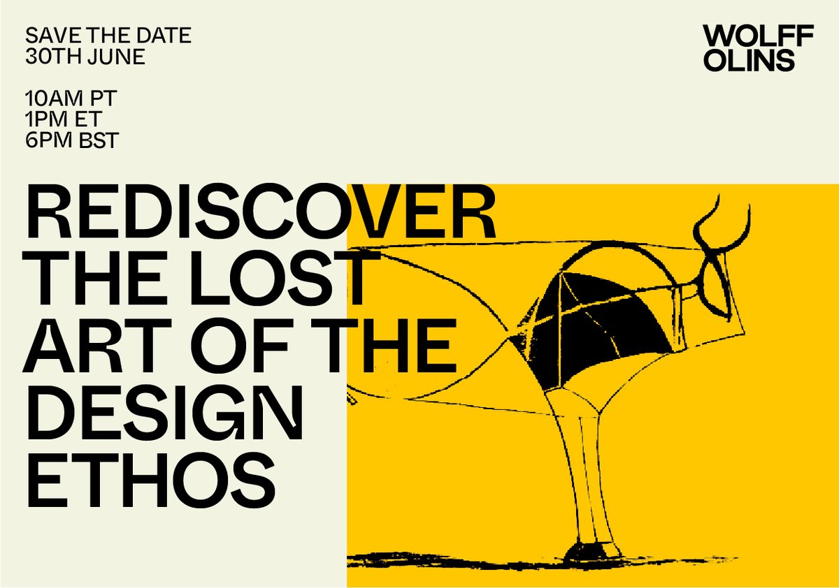 WolffOlins's tweet image. We are exploring what a Design Ethos is and why every brand needs one, in conversation with Dyson, BBC Creative and Google, at our upcoming Design Ethos virtual event. To find out more, email us at becca.peppiatt@wolffolins.com. #designethos #design #strategy