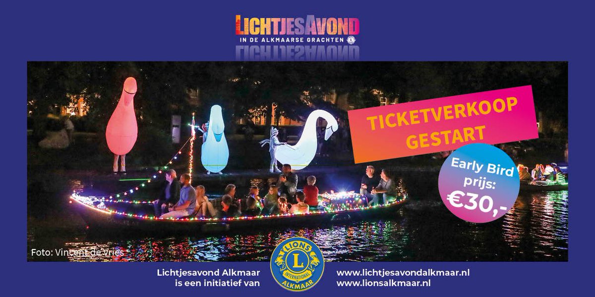 Vergeet niet je Early Bird Ticket te bestellen voor #lichtjesavondalkmaar Ze vliegen letterlijk de deur uit. We hebben blijkbaar weer zin in een #feestje 🥳 27 augustus gaan we de Alkmaarse grachten weer versieren.