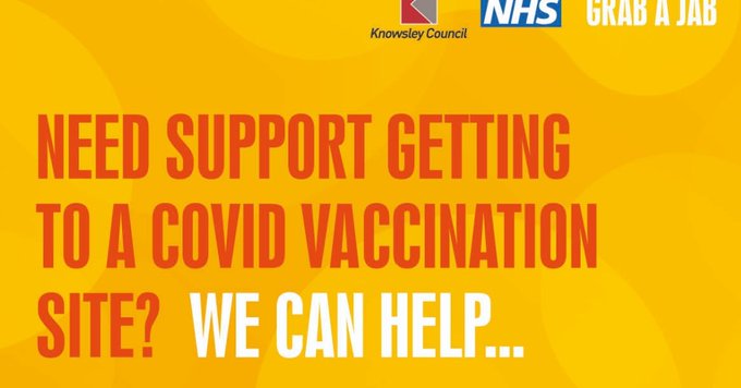 Image with wording: Need support getting to a COVID vaccination site? We can help