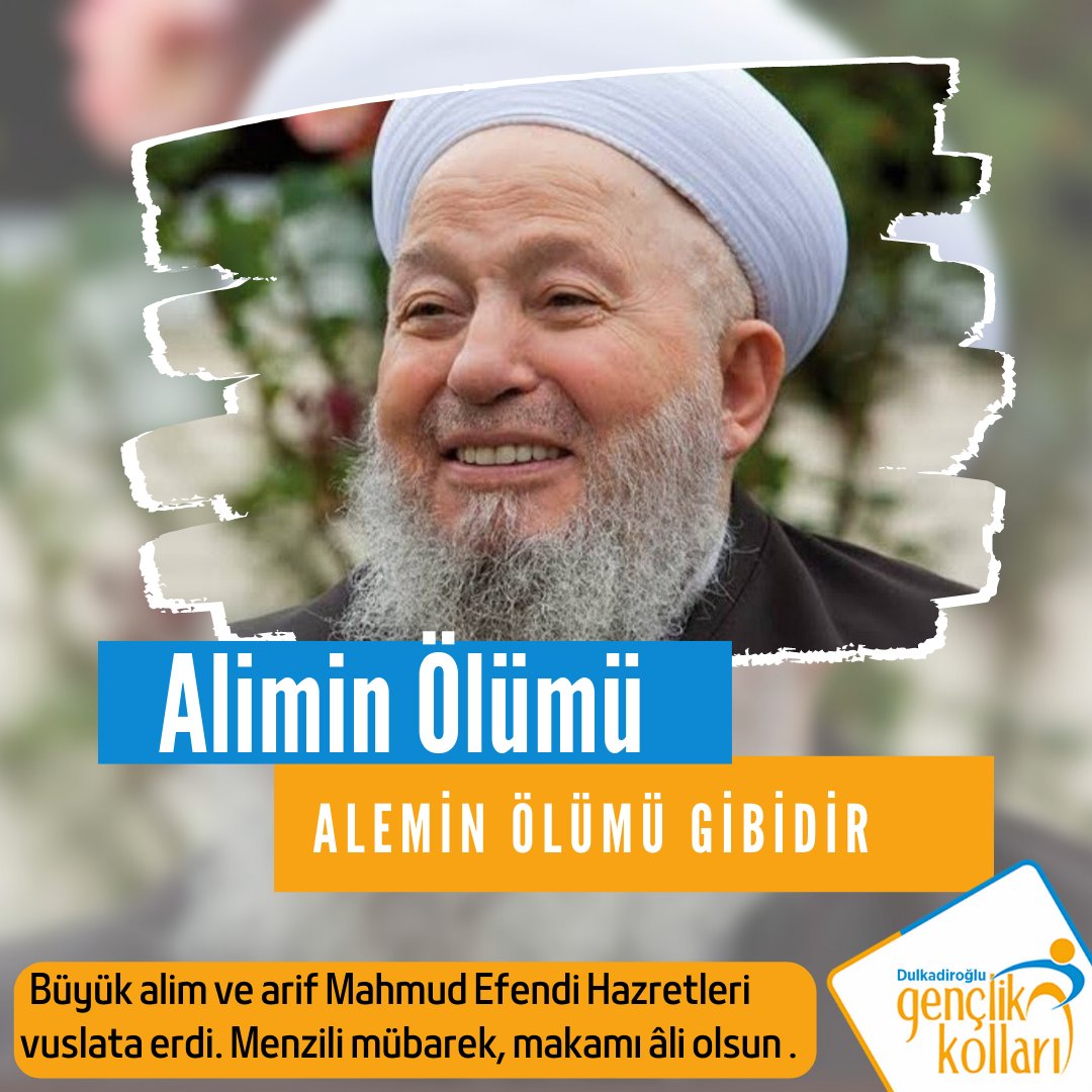 İnna Lillahi ve İnna İleyhi Raciun

Anadolu’da binlerce talebe yetiştiren, devletine ve milletine sayısız hizmetleri bulunan #MahmudEfendiHazretleri’ne Allah'tan rahmet diliyoruz.
Mekânı cennet, makamı âli olsun.