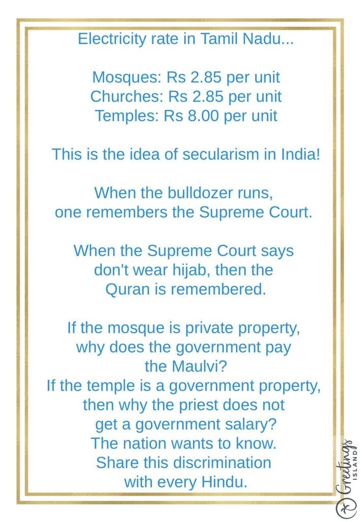Folks is this true? That temples and Hindus are being discriminated against in Tamil Nadu? ⁦<a href="/MRVChennai/">MRV</a>⁩ ⁦<a href="/jsaideepak/">Sai Deepak J</a>⁩ if true this is against the constitution guarantees of Equality ⁦<a href="/ARanganathan72/">Anand Ranganathan</a>⁩ ⁦<a href="/republic/">Republic</a>⁩ ⁦<a href="/RShivshankar/">Rahul Shivshankar</a>⁩ ⁦<a href="/navikakumar/">Navika Kumar</a>⁩