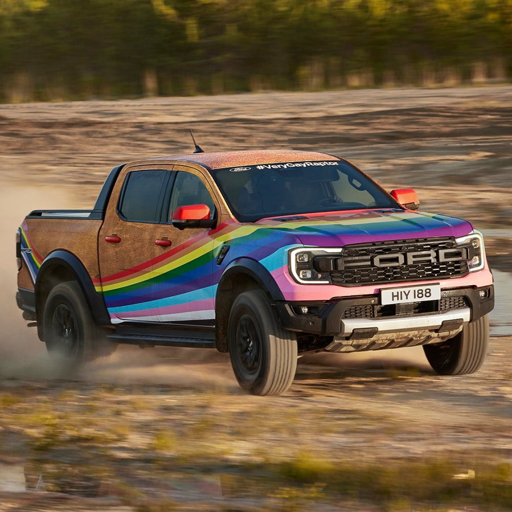 Introducing the Very Gay Raptor from Ford. Obsessed. 

This #PrideMonth we're helping support a local LGBTQ+ cause who have strong ties with <a href="/ReadingFC/">Reading FC</a> and the community, so we’re donating £1 to <a href="/SupportULGBT/">Support U LGBT+</a> for every person* who replies with a rainbow emoji 🌈

*Up to £200