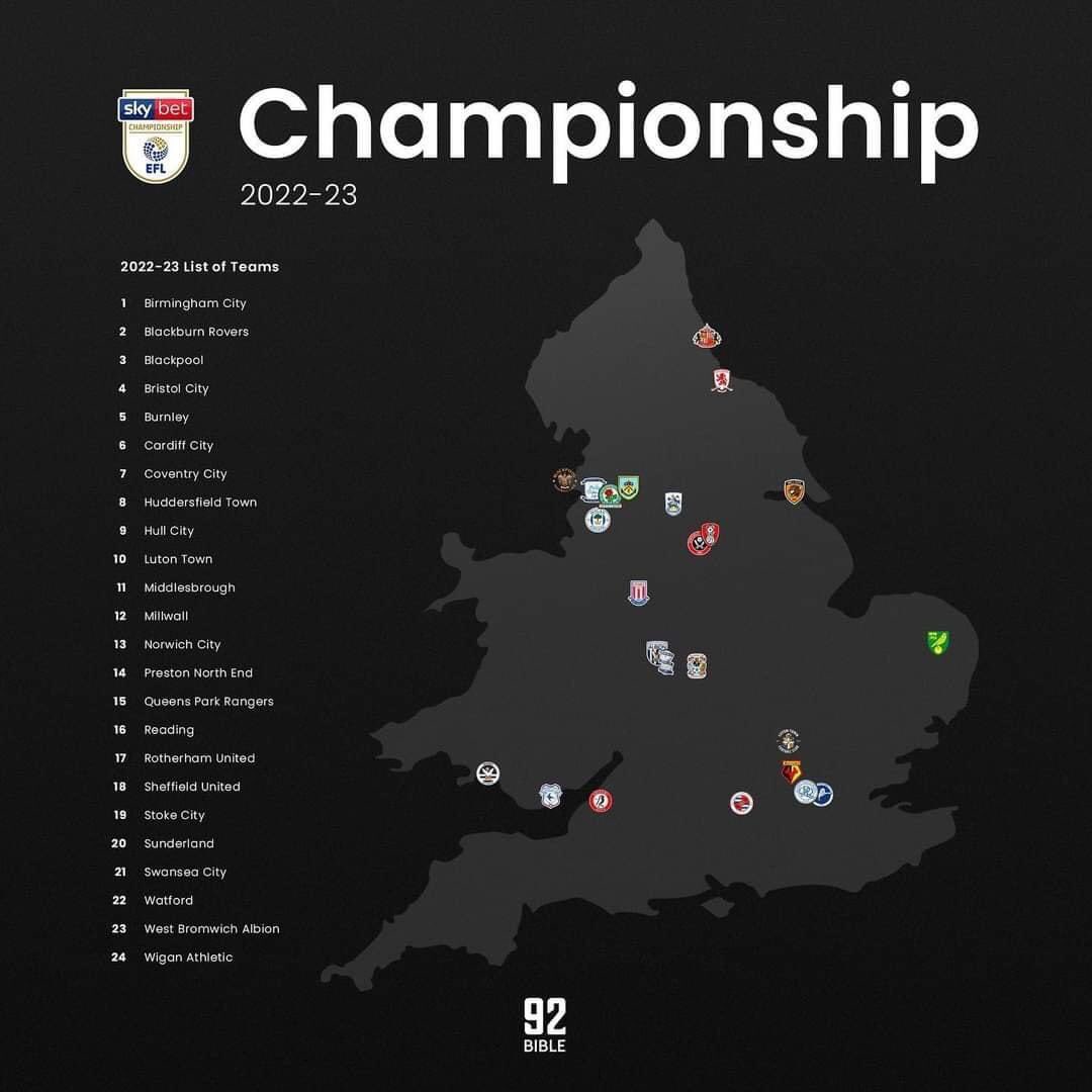 I wondered if #ncfc would get a long away trip to start the season… Then I remembered this map.