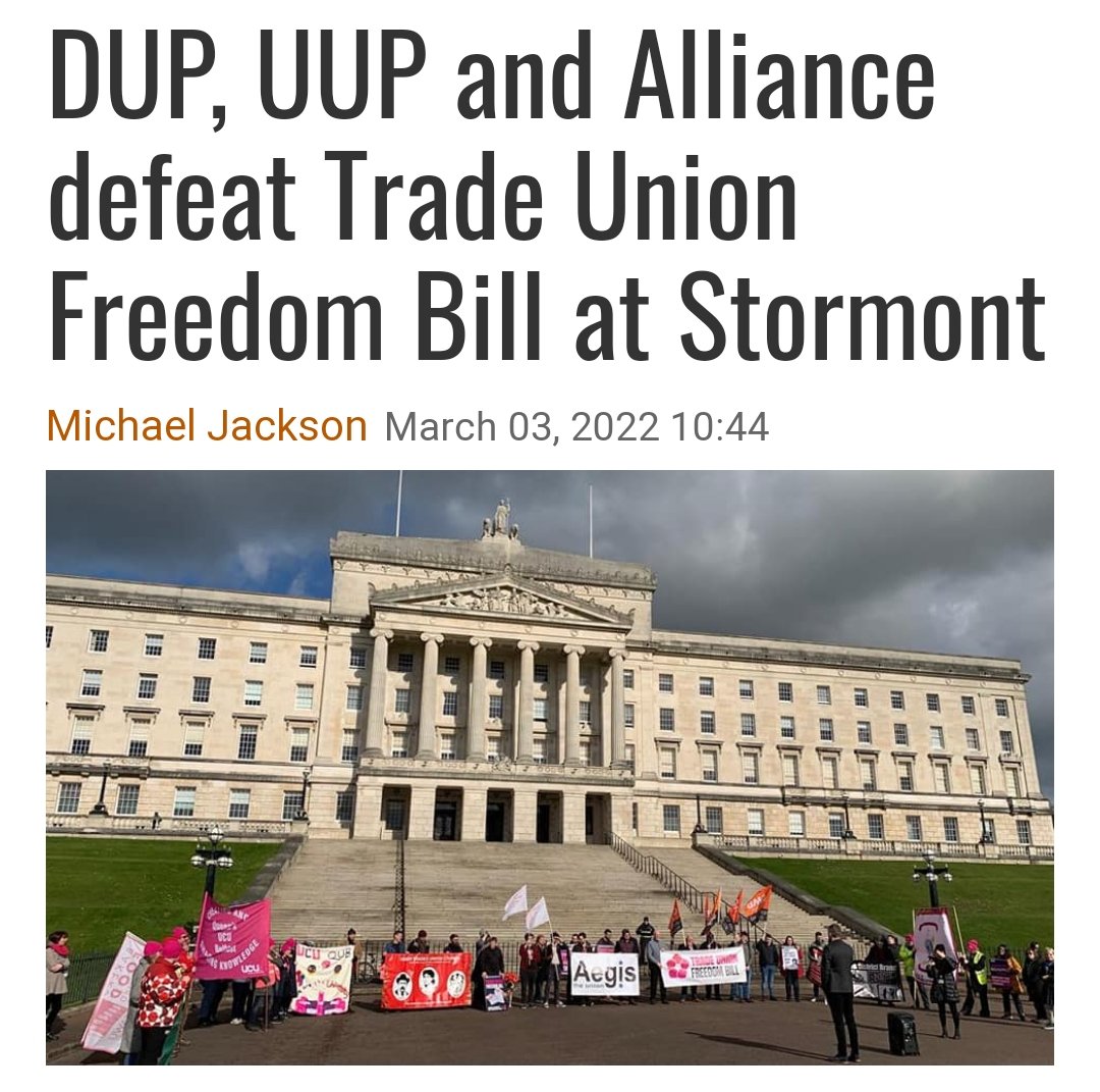 OisinDonn's tweet photo. @SorchaEastwood So you'll be convincing your colleagues to support the Trade Union Freedom Bill when the Assembly is reformed? https://t.co/22Rz2wDUdT