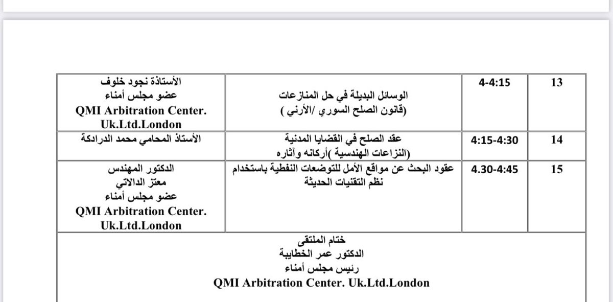 في طريقي الى المملكة الهاشمية الاردنية وذلك لمشاركة الزملاء والزميلات في ( الملتقى العلمي للتحكيم في العقود الهندسية وعقود ال FIDIC وتسوية منازعاتها)  

وذلك تحت رعايةعطوفة رئيس ديوان التشريع والرأي الأردني￼ 

QMI Arbitration Center .UK.Ltd.London
شكراً لكل من خلف الجهود 🌺