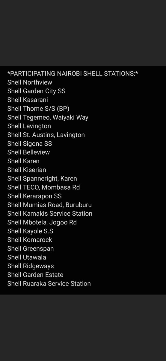 EricMuhia1's tweet image. These are the shell stations to visit and enjoy the amazing offers
@Shell_Kenya 
#ShellHelixOilChange #TupataneShell #WRC2022