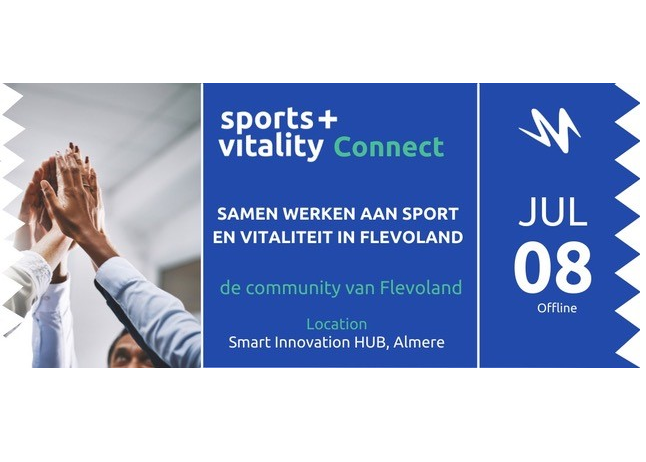 sportflevo's tweet photo. Samen werken aan Sport en Vitaliteit in Flevoland. Na de online kick-off in april jl. vindt op vrijdag 8 juli de 𝗲𝗲𝗿𝘀𝘁𝗲 𝗳𝘆𝘀𝗶𝗲𝗸𝗲 𝘀𝗲𝘀𝘀𝗶𝗲 van 𝗦𝗽𝗼𝗿𝘁𝘀 + 𝗩𝗶𝘁𝗮𝗹𝗶𝘁𝘆 𝗙𝗹𝗲𝘃𝗼𝗹𝗮𝗻𝗱 bij de Smart Innovation Hub in #Almere plaats👉 https://t.co/9uaBloLUXt https://t.co/b9dJzR0hcg