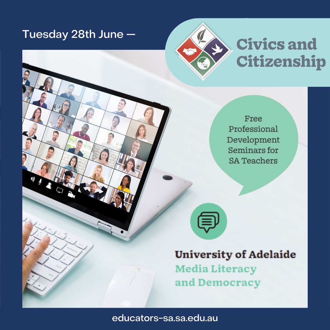 educators_sa's tweet photo. HASS SA in conjunction with the Commissioner for Children and Young People and the Department for Education, is pleased to co-host a series of Civics and Citizenship online, free, professional learning sessions for all teachers - years 7 to 12. https://t.co/76nJf5Dka9