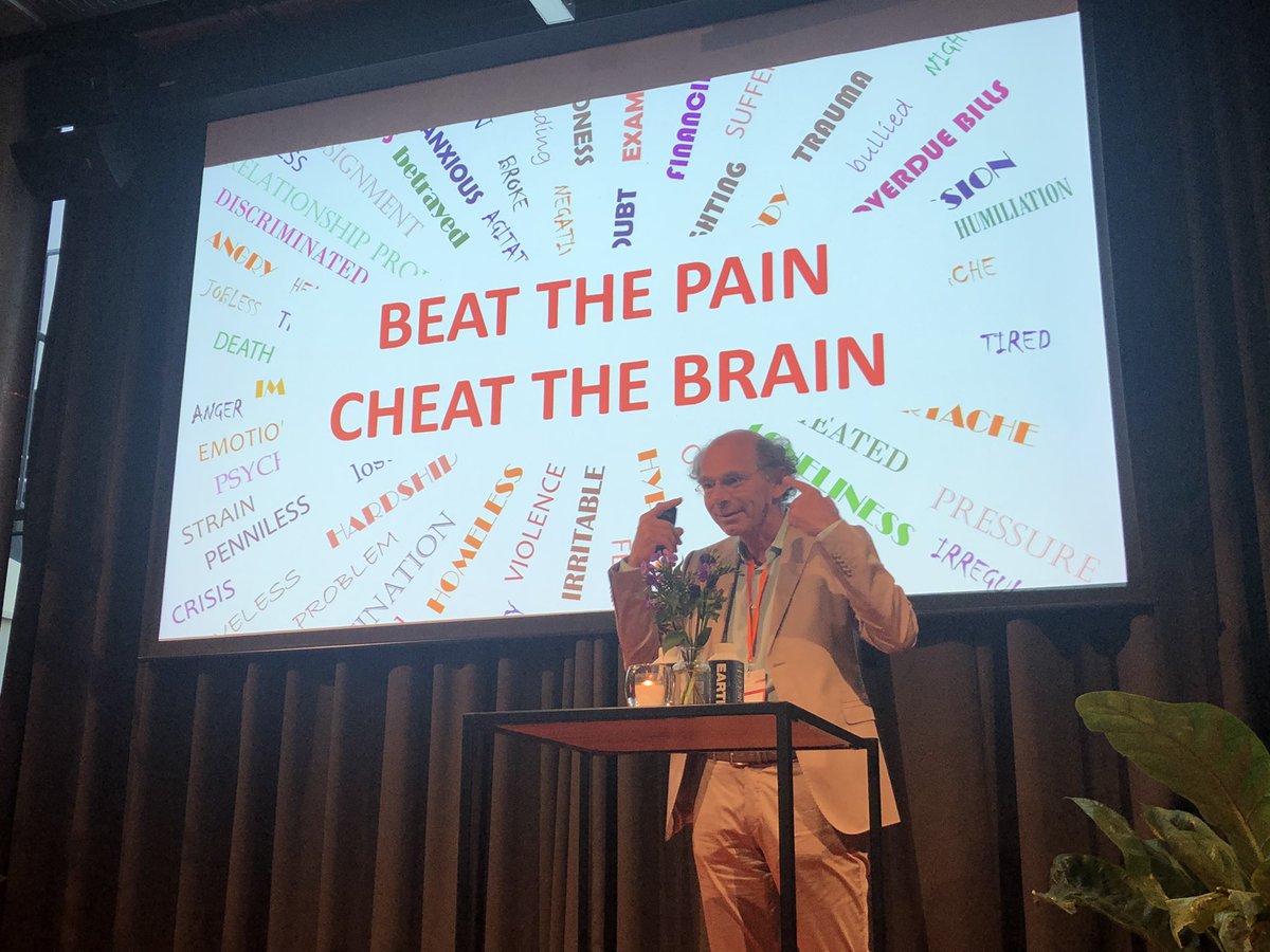 BrennanSpiegel's tweet photo. “To beat the pain, we need to cheat the brain,” says @Gooreducatie at the #VR4Pain conference. As a surgeon who has himself experienced chronic extremity pain, Dr van Goor says that surgeons cannot easily just cut out the pain. Must also modify how the brain experiences pain. https://t.co/1Vo4wTyNjx