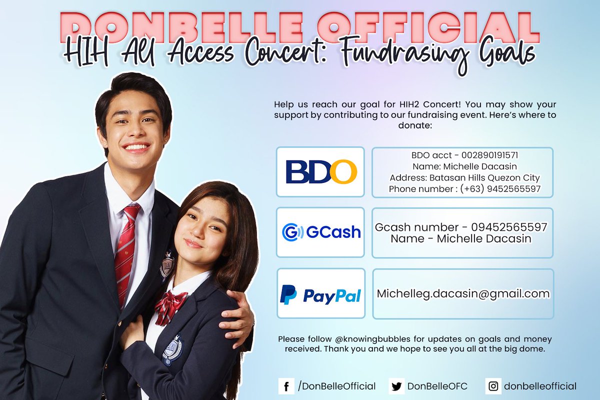 knowingbubbles's tweet photo. You can share this on your accounts to help us promote this fundraising project.

Please take a screenshot of your donation and submit it to our tracking form: https://t.co/xAYot2FglC

#DonBelle #DONBELLEmpire
#DonnyPangilinan #BelleMariano https://t.co/JeR3z0s2RQ