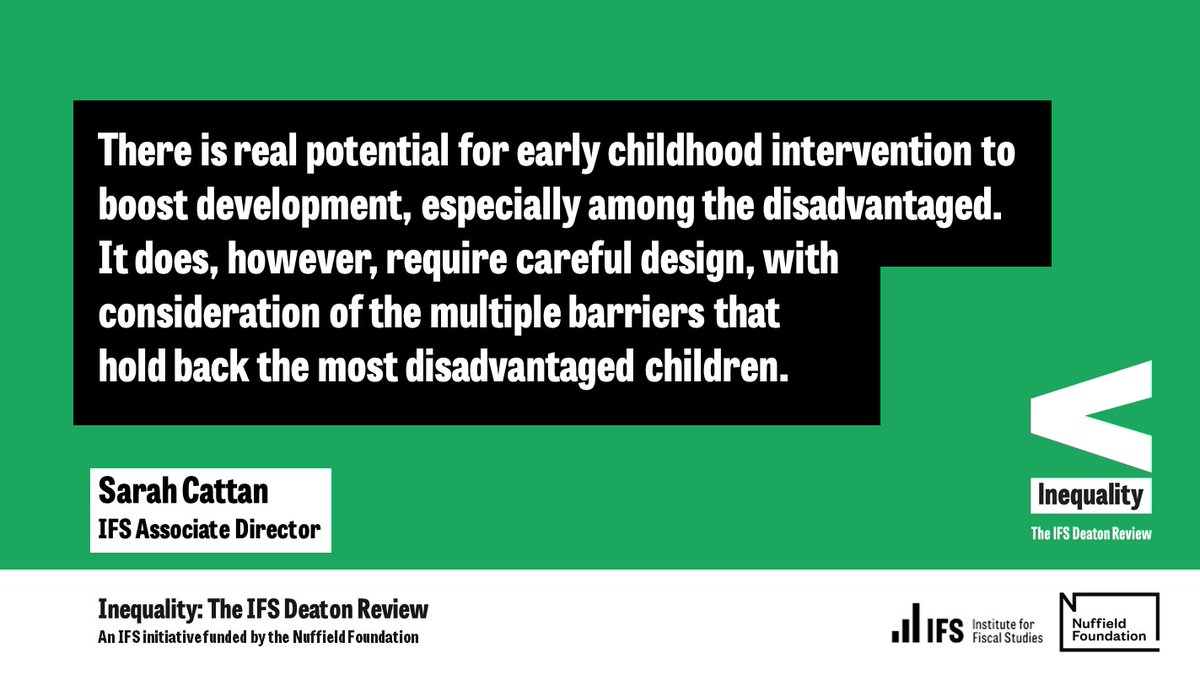 Early years policies that focus on supporting families during the earliest years (ages 0–2) through adequate income and housing, high-quality mental health care, and supporting early parenting could boost development and tackle these inequalities.

ifs.org.uk/inequality/ear…

[6/6]