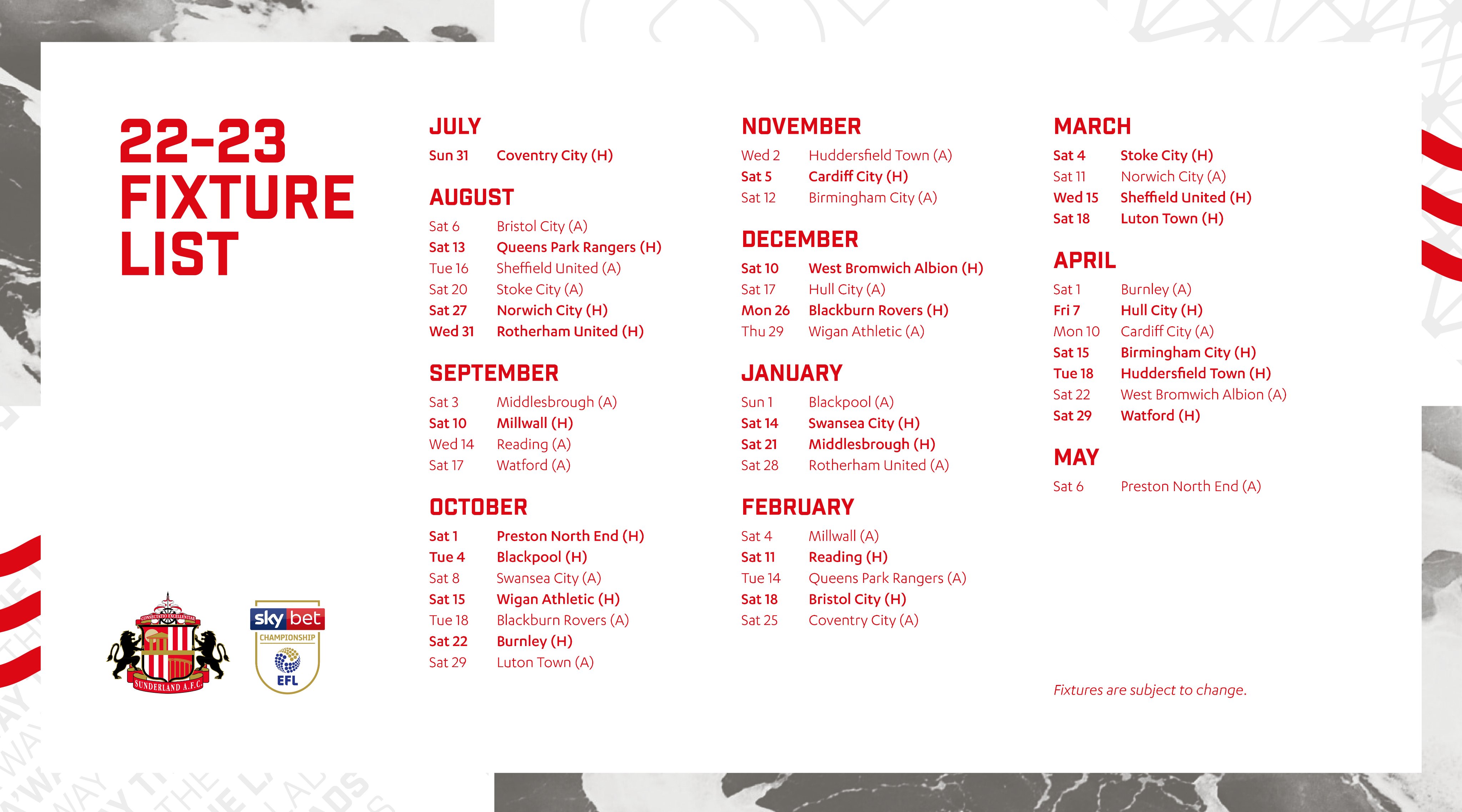 Sunderland afc fixtures deals