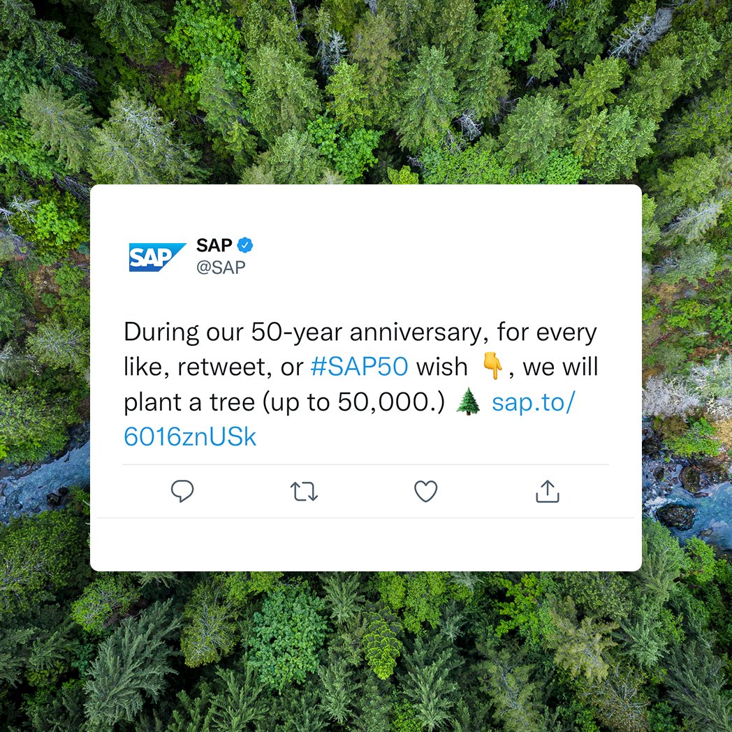 We're aiming to plant 21 million trees by the end of 2025. Here’s how you can help. sap.to/6019z91Oh

#SAP50