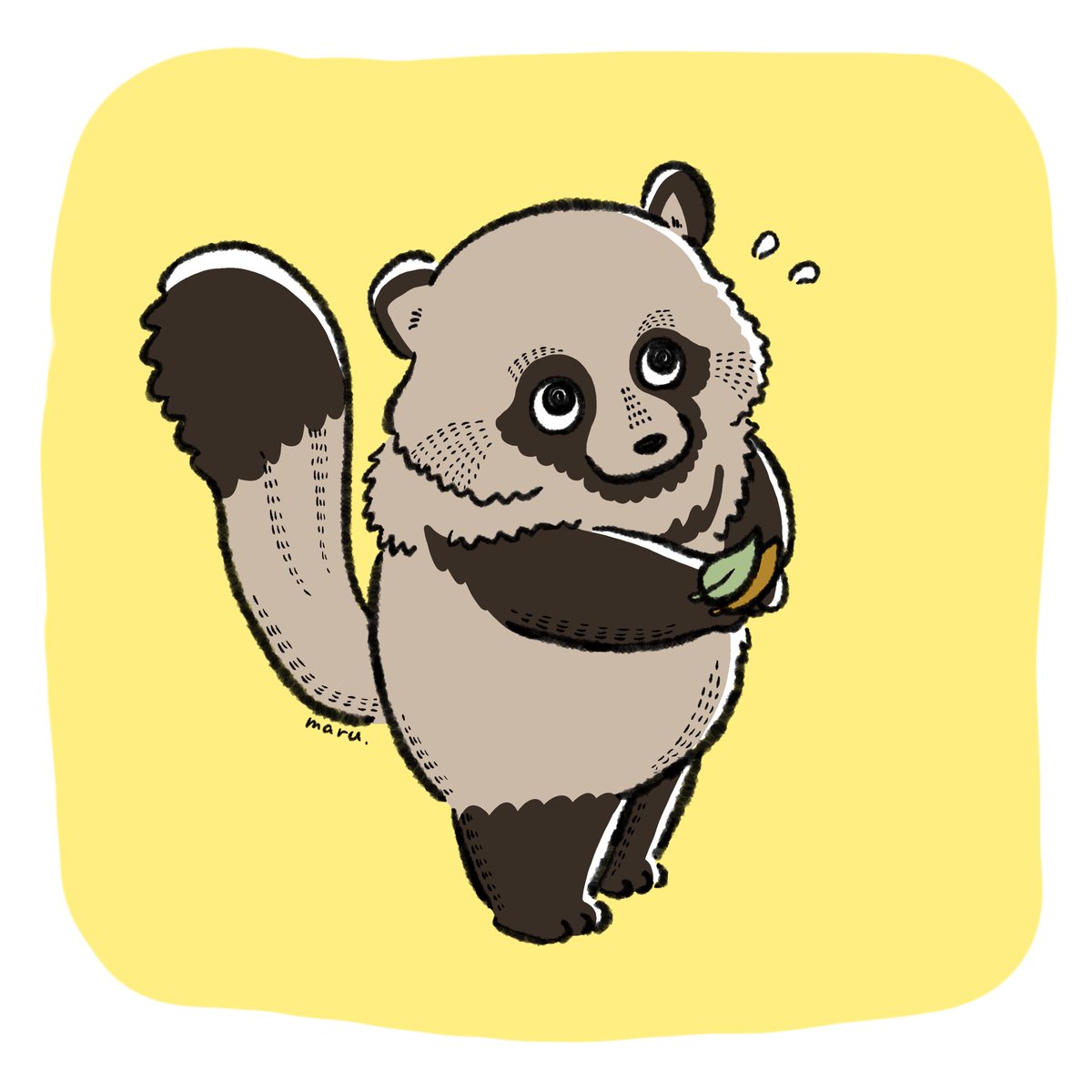 no humans animal focus leaf tanuki flying sweatdrops animal standing  illustration images