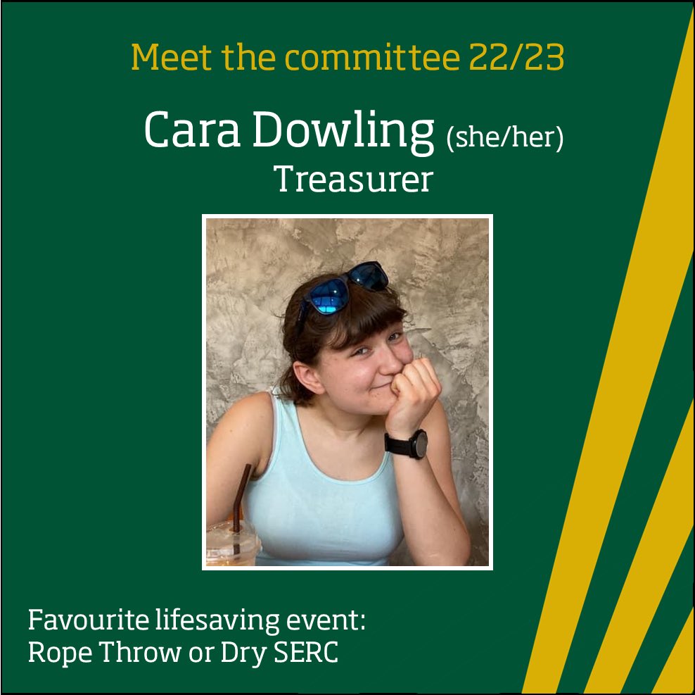 Our treasurer this year is Cara! 

You know it’s always going to be smooth sailing when Cara is on your team :))

💚💛💚💛

#weareuon #greenandgold #lifesaving #committee #treasurer 

<a href="/UoNSport/">University of Nottingham Sport</a> <a href="/BULSCA/">BULSCA</a>