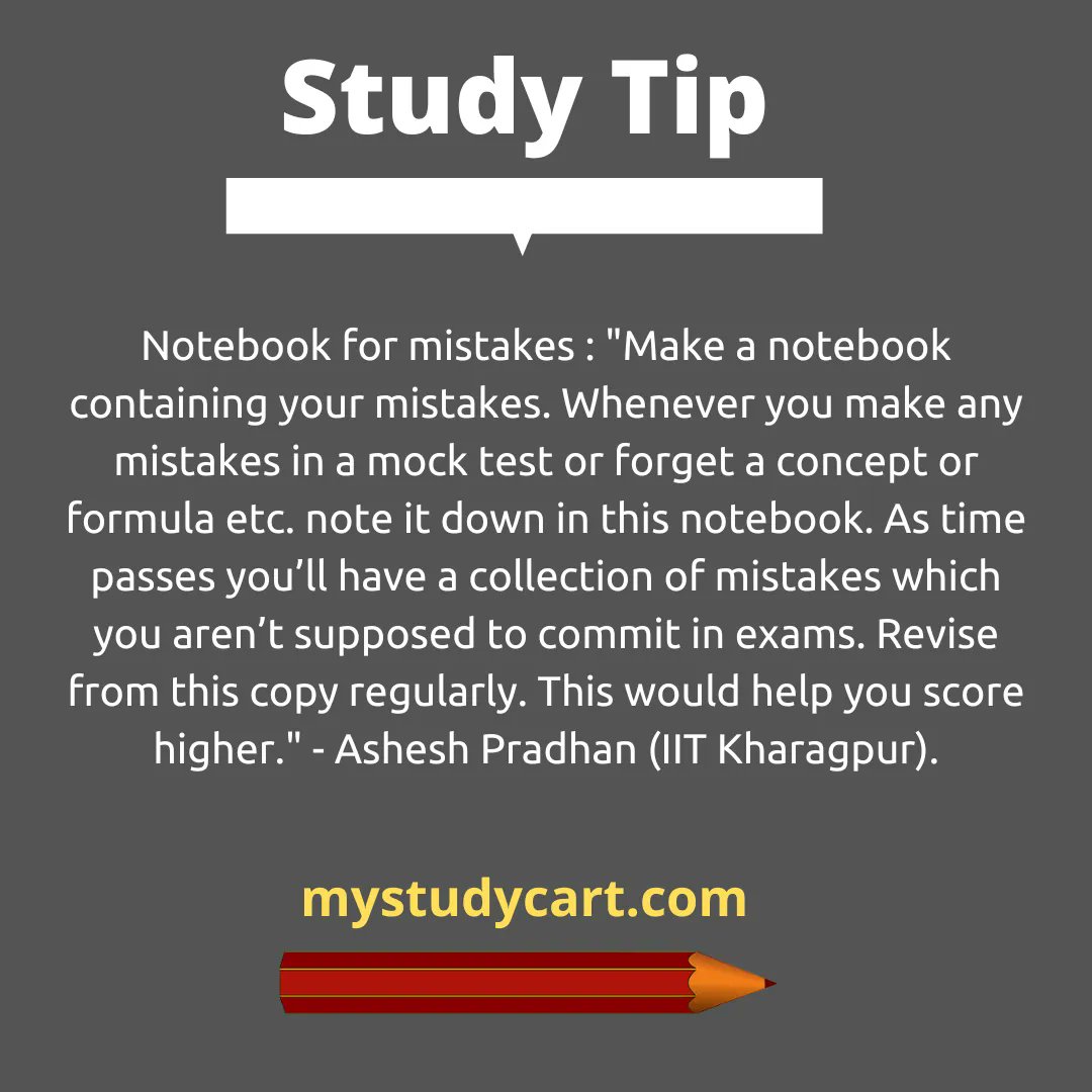 mystudycart's tweet photo. Notebook for mistakes.
#students #studytips #exams #revision #JEE #NEET #JEEMain #NEETUG #JEEStudyTips #NEETStudyTips #JEEaspirant #NEETaspirant https://t.co/HTcYQIqp87