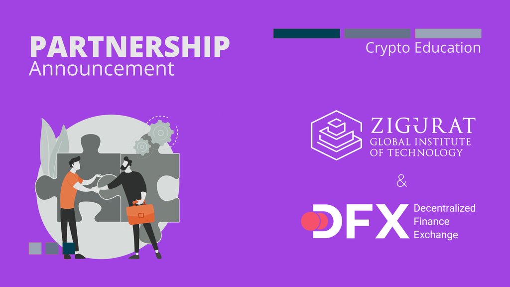 🤝 We are very happy to annonce a signed a #partnership with DFX (Swiss licensed broker for DeFi assets) to take the education of Blockchain and DeFi to the next level! Read more here 👉 bit.ly/3tYotuy