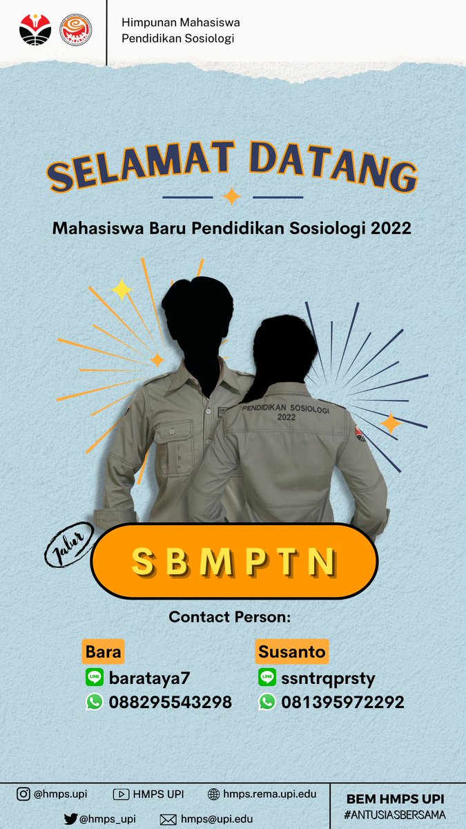 anothernadya's tweet photo. haloo temen temen yang udah lolos sbmptn tahun ini selamat yaaa! barangkali ada yang lolos di jurusan pendidikan sosiologi UPI boleh hubungi pc di bawah sini yaaa 🤗 https://t.co/4s7PZg6mFZ
